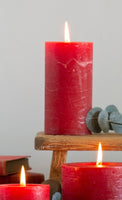 Rustic Tall Pillar candle - Red