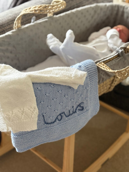 Sky blue baby blanket - personalisation available