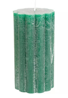 Rustic Scallop Tall Pillar Candle - Emerald