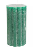Rustic Scallop Tall Pillar Candle - Emerald