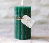 Rustic Scallop Tall Pillar Candle - Emerald