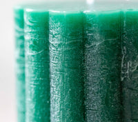 Rustic Scallop Tall Pillar Candle - Emerald