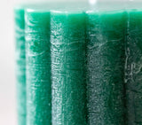 Rustic Scallop Tall Pillar Candle - Emerald