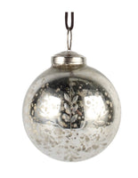 Snowflake Etched Silver Glass Decoration