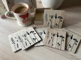 Wooden Wildflower Coasters - Set of 6