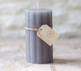 Rustic Scallop Tall Pillar Candle - Grey