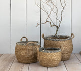 Grey Rimmed Woven Basket