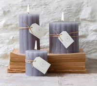 Rustic Scallop Tall Pillar Candle - Grey