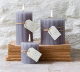 Rustic Scallop Tall Pillar Candle - Grey