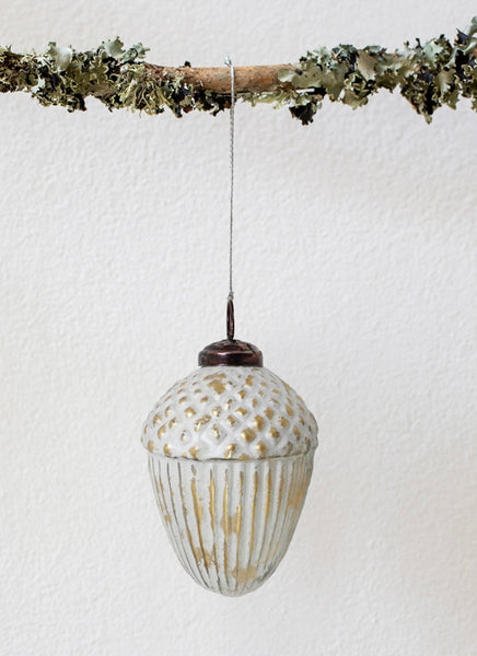 White & Gold Acorn Decoration