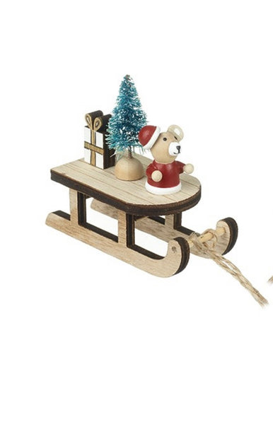 Wooden Sledge Tree Decoration