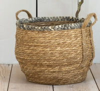 Grey Rimmed Woven Basket