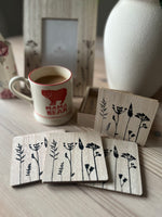 Wooden Wildflower Coasters - Set of 6