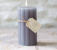 Rustic Scallop Tall Pillar Candle - Grey