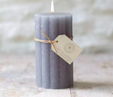 Rustic Scallop Tall Pillar Candle - Grey