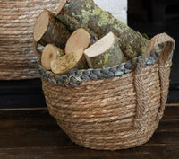 Grey Rimmed Woven Basket