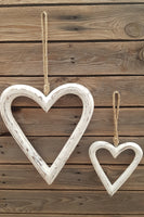 Rustic White Wood Heart Hanger