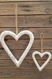 Rustic White Wood Heart Hanger