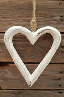 Rustic White Wood Heart Hanger