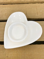 White Ceramic Heart Tealight