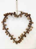 Natural Twig & Mini Pinecone Heart Wreath - Two Sizes