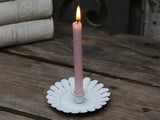 Distressed White Zinc Taper Candle Holder