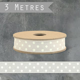 Dotty Ribbon - Beige with White Dots