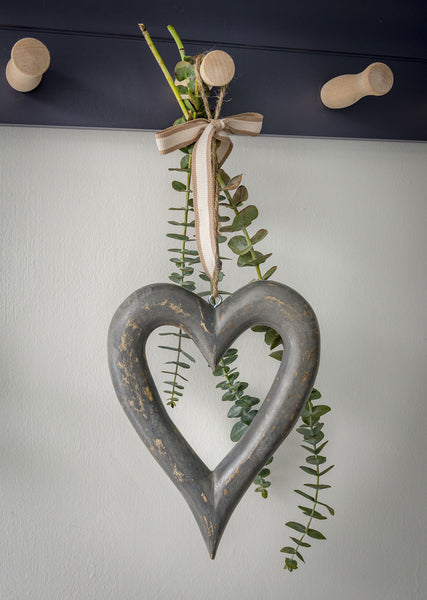 Hand Carved Chunky Grey Heart