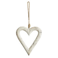 Rustic White Wood Heart Hanger