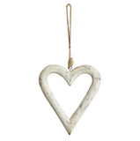 Rustic White Wood Heart Hanger