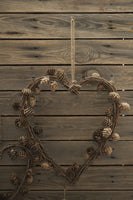 Natural Twig & Mini Pinecone Heart Wreath - Two Sizes