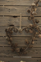 Natural Twig & Mini Pinecone Heart Wreath - Two Sizes