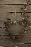 Natural Twig & Mini Pinecone Heart Wreath - Two Sizes