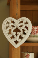 Hand Carved White Wooden Heart