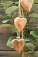 Four Wooden Hearts on Jute String