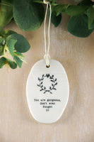 You Are Gorgeous Leaf Wreath Porcelain Hanger