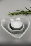 Pale Grey Ceramic Heart Tealight