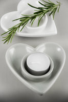 Pale Grey Ceramic Heart Tealight