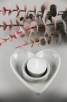 Pale Grey Ceramic Heart Tealight