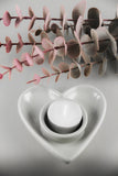 Pale Grey Ceramic Heart Tealight