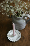 Distressed White Zinc Taper Candle Holder