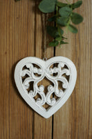 Hand Carved White Wooden Heart