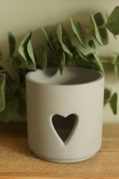 Grey Ceramic Heart Tealight Holder