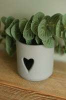 Grey Ceramic Heart Tealight Holder