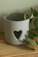 Grey Ceramic Heart Tealight Holder