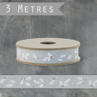 Grey Berry Branch Ribbon Reel
