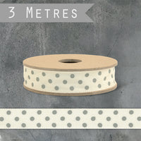 Dotty Ribbon - Cream with Grey Dots