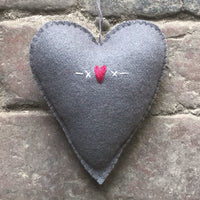 Grey Shaker Embroidered Heart