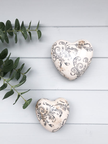 French Vintage Ceramic Heart - Two Sizes