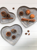 Set of Three Zinc Heart Trays